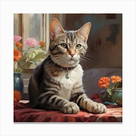 Domestic Shorthair cat Canvas Print