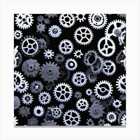 Gears On Black Background 12 Canvas Print