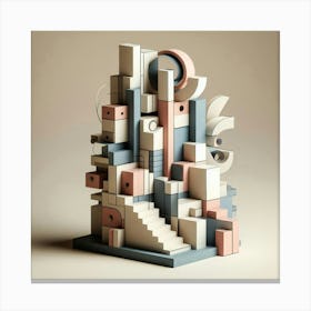 Abstract Sculpture With Geometric Shapes (1) Canvas Print