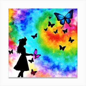 Girl With Butterflies 4 Canvas Print