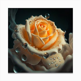 Water Drops On A Rose Canvas Print