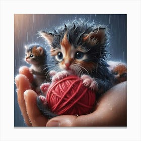 Kittens In The Rain 10 Canvas Print