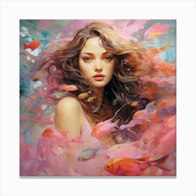 Girl With Fish Canvas Print