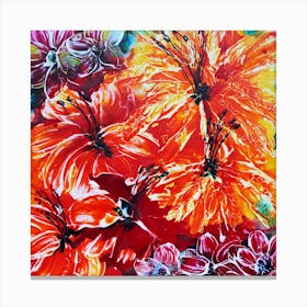 Red Yellow Colourful Painting Square Canvas Print