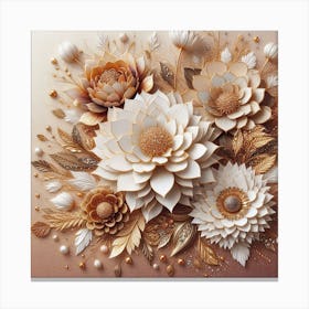 Flowers in gold 1 Canvas Print