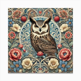 william morris Owl Floral Pattern Canvas Print