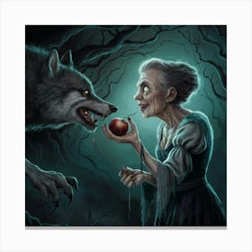 Wolf And Woman Canvas Print