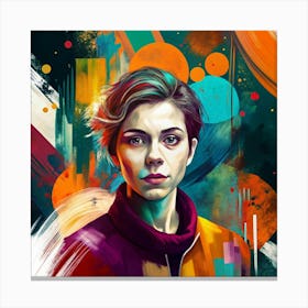 Girl In A Colorful Jacket Canvas Print