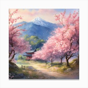 Japanese Sakura In Mountain 3 Canvas Print