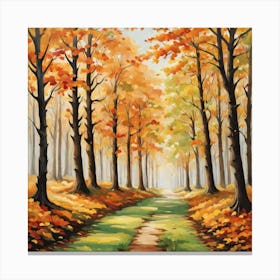 Forest In Autumn In Minimalist Style Square Composition 61 Canvas Print