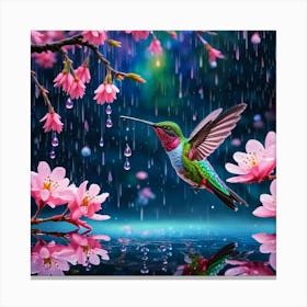 Hummingbird In The Rain Canvas Print