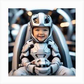 3d Dslr Photography, Model Shot, Baby From The Future Smiling Wearing Futuristic Suit Designed By Apple, Digital Vr Helmet, Sport S Car In Background, Beautiful Detailed Eyes, Professional Award Winning Portr (2) Canvas Print