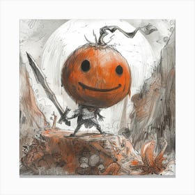 Pumpkin With A Sword Canvas Print