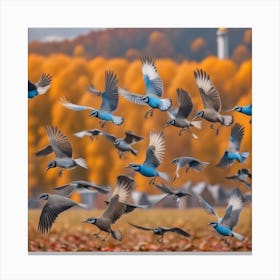 Flock Of Birds In Flight Canvas Print