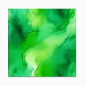 Beautiful emerald lime abstract background. Drawn, hand-painted aquarelle. Wet watercolor pattern. Artistic background with copy space for design. Vivid web banner. Liquid, flow, fluid effect. Canvas Print