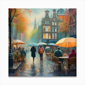 People Walking In The Rain Canvas Print