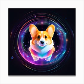 Corgi Dog In Space Canvas Print