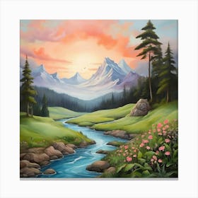 Sunset In The Mountains Canvas Print