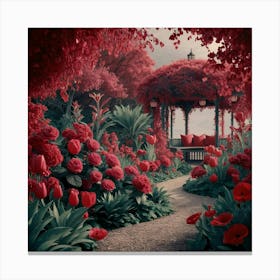 Into The Garden Red Canvas Print