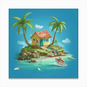 House On The Island Canvas Print