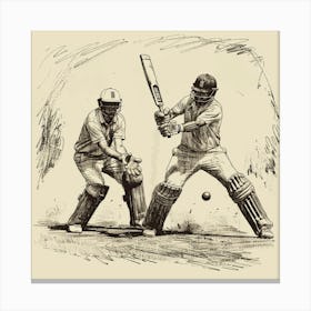 Cricket Players In Action Canvas Print