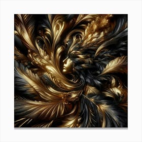 Gold And Black Abstract Painting Canvas Print