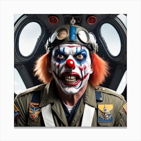 74 Military Airplane Pilot Like A Horror Clown Canvas Print
