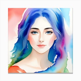 Portrait Of A Woman With Blue Hair Canvas Print