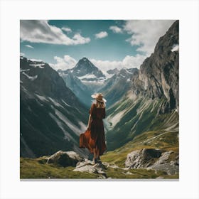 Woman In The Mountains Canvas Print