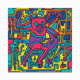Line Art Panther By Keith Haring In Abstract Space Canvas Print