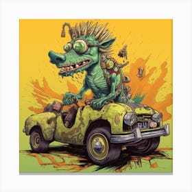 Lizard In A Car Canvas Print