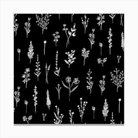 Black Wildflowers Canvas Print