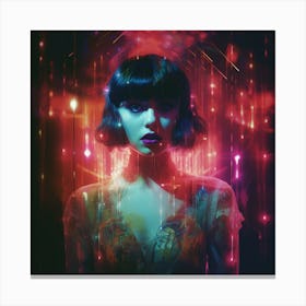 Girl In Neon Lights Canvas Print