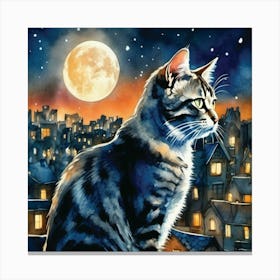 Cat At Night Canvas Print