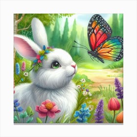 Butterfly And Bunny 1 Canvas Print