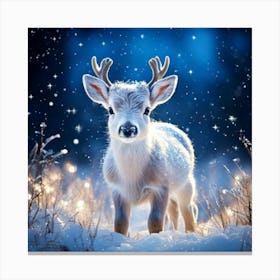 Firefly Adorable Baby Reindeer In A Starry Winter Meadow 75775 (2) Canvas Print