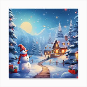 Snowman In The Snow 3 Canvas Print