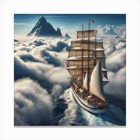 Sailing Ship In The Clouds Canvas Print