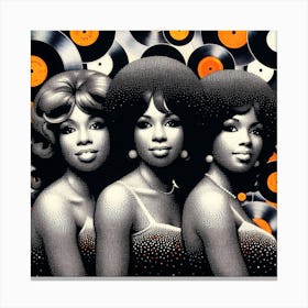 Polka Dots 70s Music Throwback vinyl Background Canvas Print