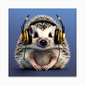 Hedgehog With Headphones 1 Canvas Print