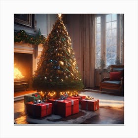 Christmas Tree In The Living Room 33 Canvas Print