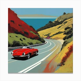 Red Sports Car On The Road Canvas Print