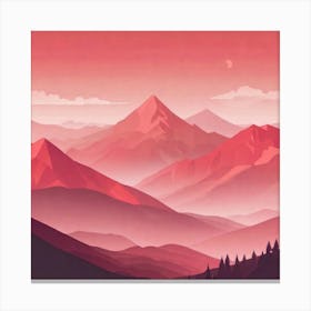 Misty mountains background in red tone 66 Canvas Print