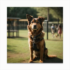 Dog In Park Canvas Print