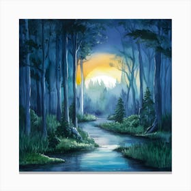 Forest At Sunset Canvas Print