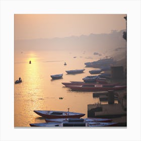 Sunrise On The Ganga River 1 Canvas Print