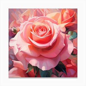 Pink Roses Painting Canvas Print