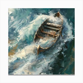 Boat In The Waves Canvas Print