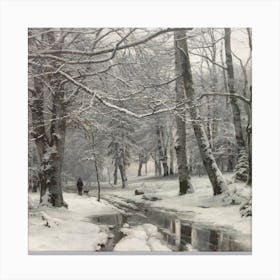 Thaw Forest Stream Square Canvas Print