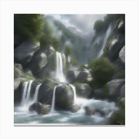 Rocks And Waterfall Canvas Print